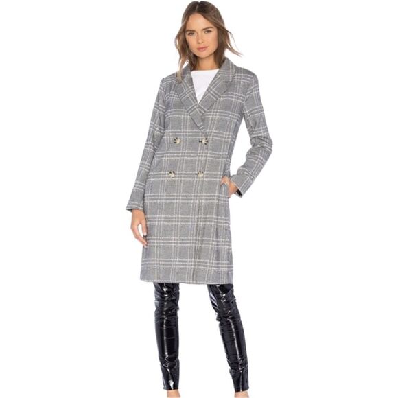 L'Academie Los Angeles Amira Women's Grey Plaid Coat Size XS